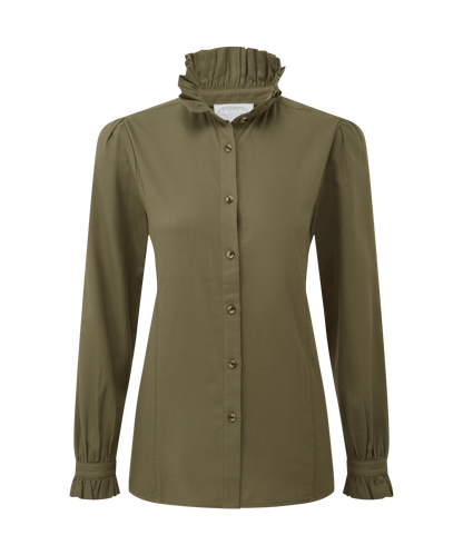 Chemise en coton brossé femme Sheringham - Dark Khaki - Schoffel