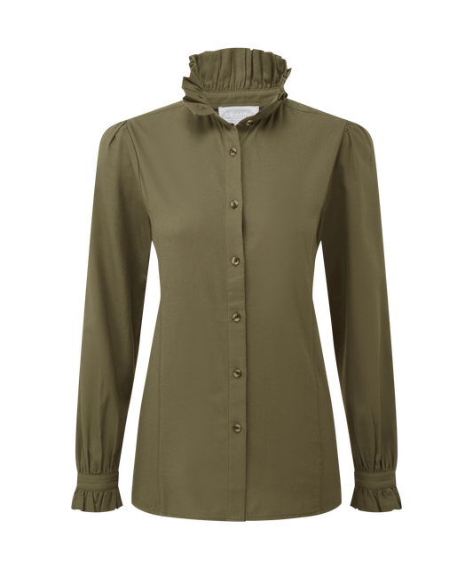 Chemise en coton brossé femme Sheringham - Dark Khaki - Schoffel
