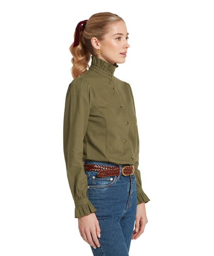 Chemise en coton brossé femme Sheringham - Dark Khaki - Schoffel