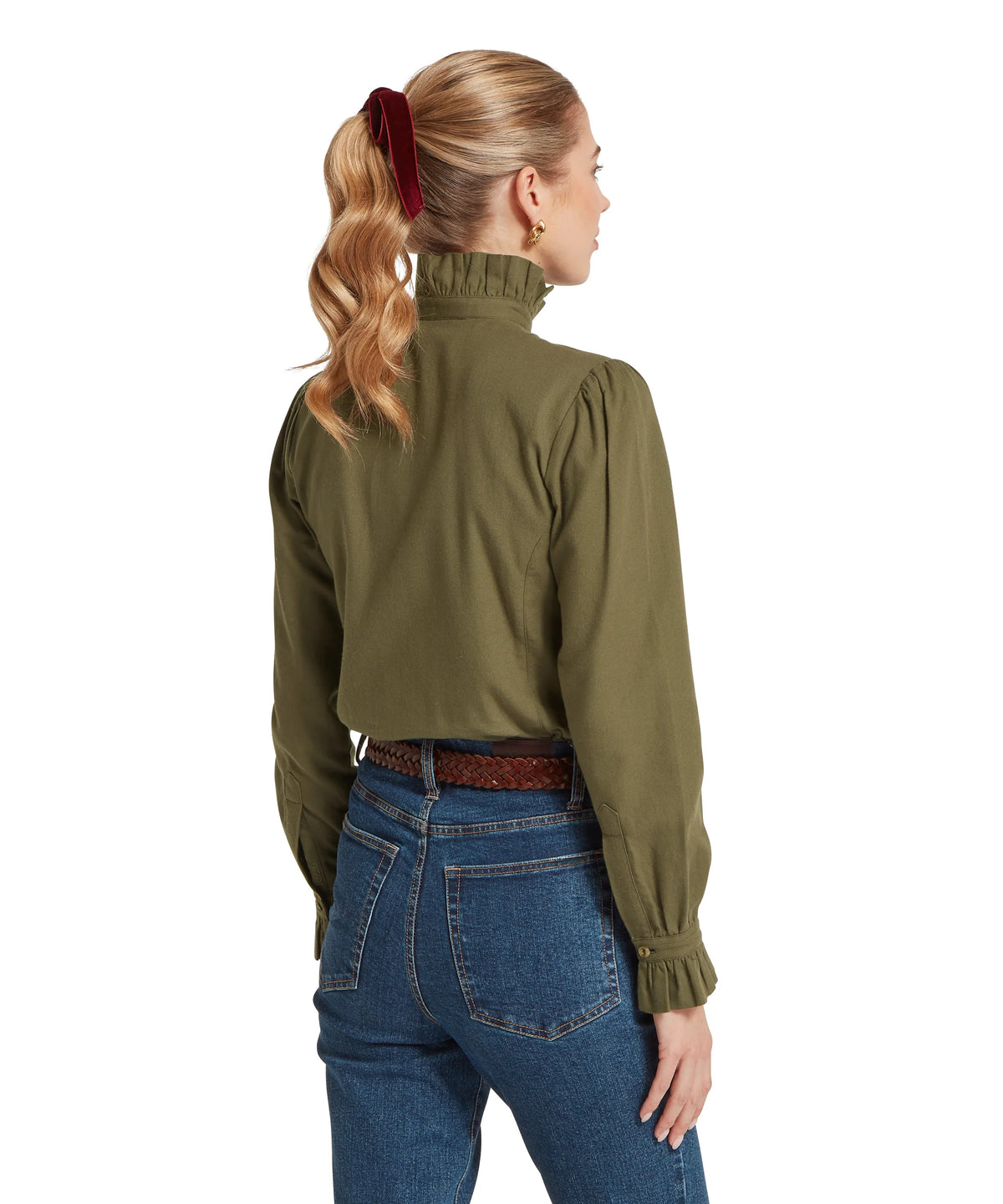 Chemise en coton brossé femme Sheringham - Dark Khaki - Schoffel