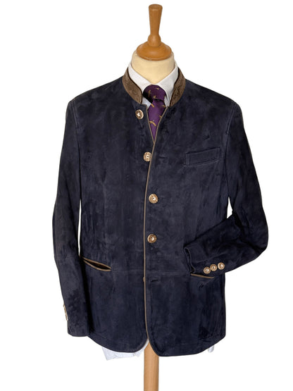 veste autrichienne homme en peau d'agneau bleu maximilian 