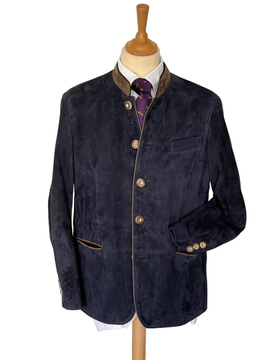 veste autrichienne homme en peau d'agneau bleu maximilian 